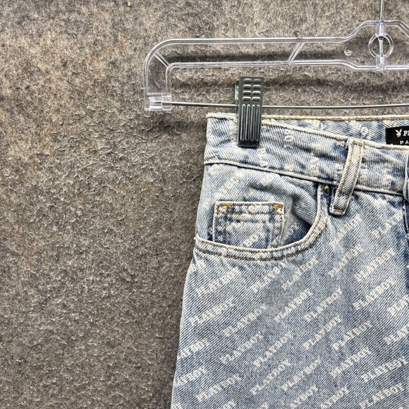 Playboy PacSun Jeans Womens 22 Light Wash All Over Logo High Rise Denim - Picture 5 of 10